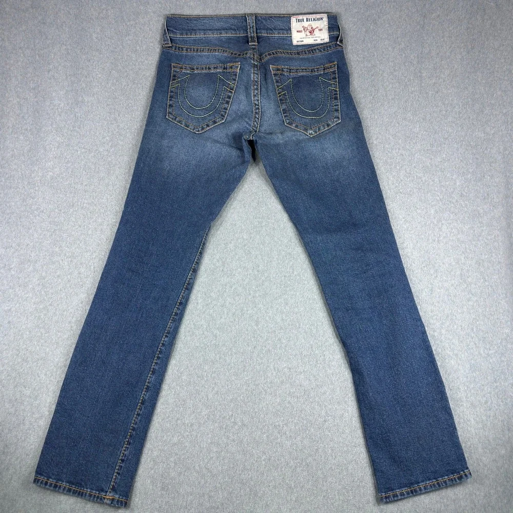 True Religion Geno Relaxed Slim Fit Mens Jeans 32x34 Cotton Thick Stitch